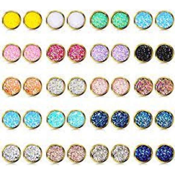 3/$20 Solid GREEN Earrings Silver Studs Tiny Round Earrings Circle Kids Girls - Picture 5 of 10